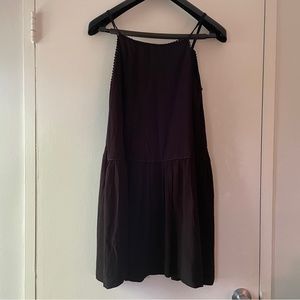 Ann Taylor LOFT Black Embroidered Tank Swing Dress - Size Small